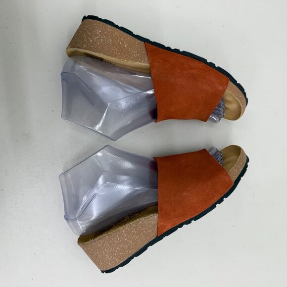 Marina Luna Suede Leather Wedge Comfort Slide Sandals Italy Made Shoes Womens 7 - Picture 6 of 8